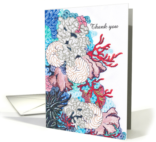 Thank You Hand Drawn Colorful Coral Reef card (853539)
