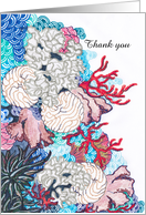 Thank You Hand Drawn Colorful Coral Reef card