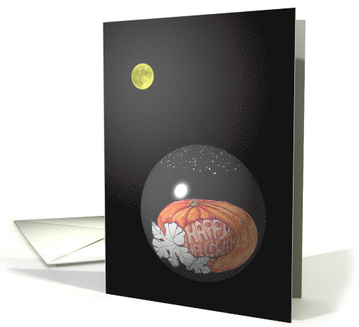 Halloween Pumpkin Greetings Pumpkin Reflection On Bauble card (854685)