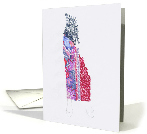 Hand Drawn Malay Sarong And Laced Blouse Blank card (855579)