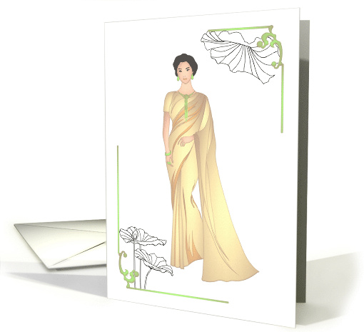 Lady Wearing a Sari and Jewelry Blank card (855604)