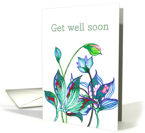 Get Well Feel Better Hand Drawn Abstract Florals card (855916)