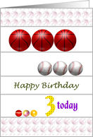 3rd Birthday Basketballs Baseballs and Marbles card