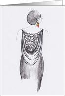 Evening Black Lady In A Black Dress Blank card