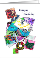 Pieces of Color Colorful Paper Cuttings Birthday card