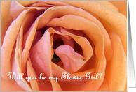 Be My Flower Girl Close Up Of Beautiful Orange Pink Rose card