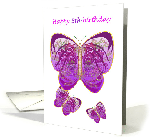 Happy 5th Birthday Purple Butterflies card (860744)