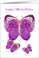 Happy 5th Birthday Purple Butterflies card