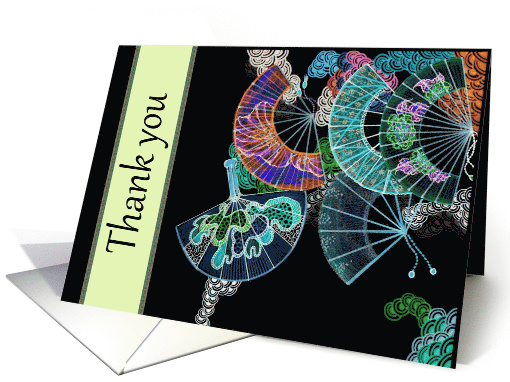 Thank you for your gift, hand drawn colorful fans card (861174)