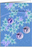 Christmas Snow Falling on Tree and Baubles card