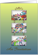 General Invitation Colorful Sea Coral Triptych card