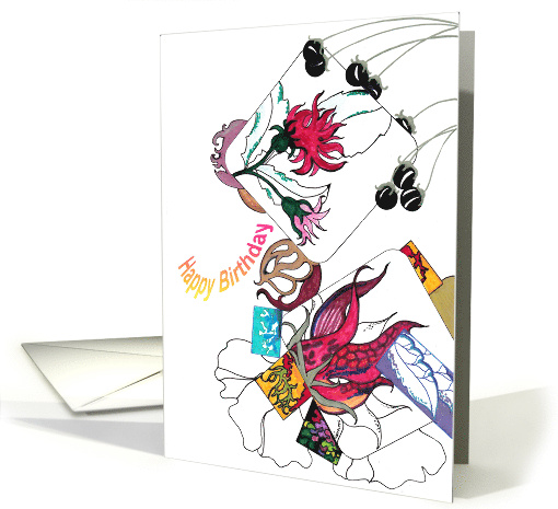 Birthday Abstract Florals card (865198)