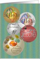 Christmas Decorations Reflected On Baubles Happy Holidays card