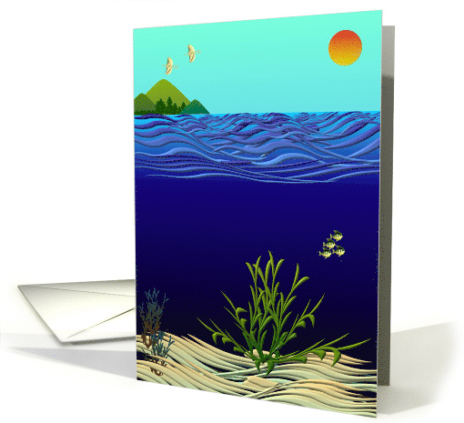 In The Sky And Under The Sea Blank card (867729)