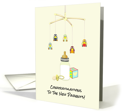 Congratulations New Parents Baby Mobile Pacifier Formula Cube Toy card