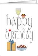 Birthday Wine and Cupcake Present and Chocolates card