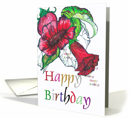 Birthday Sketch of Bignonia Flowers card (869201)