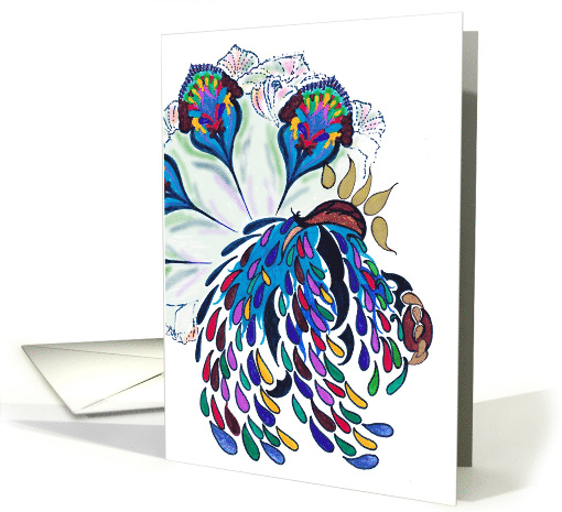 Two Peacocks Abstract Art Blank card (870206)