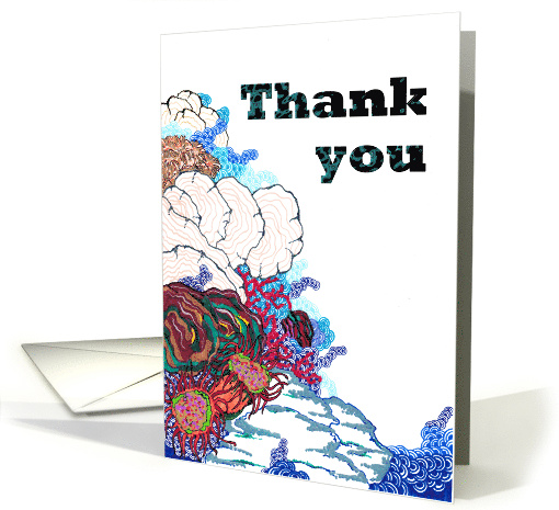 Thank You Drawing Of Abstract Colorful Sea Coral card (870730)