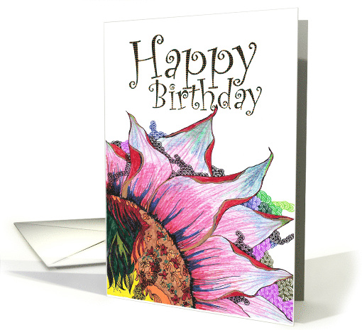 Birthday Abstract Drawing of a Flower card (871615)