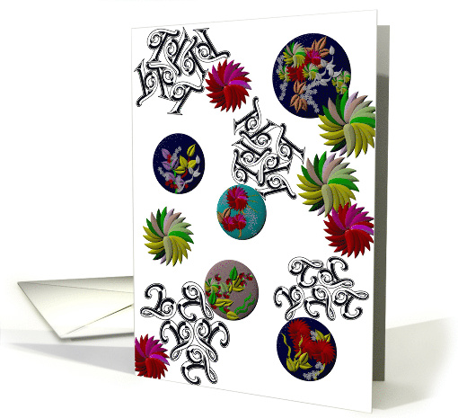 Colorful Buttons of Flowers and Leaves Blank card (872053)