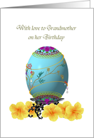Birthday for Grandmother Jewelled Egg Yellow Hibiscus Flowers card