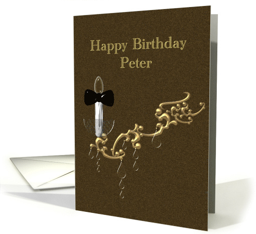 Birthday For Peter Candle Lamp And Black Bow Tie card (873951)
