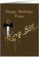 Birthday For Peter Candle Lamp And Black Bow Tie card