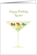 Birthday for Rachel Little Presents Floating In a Martini card