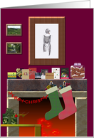 Christmas Stockings Hanging By The Fireplace card
