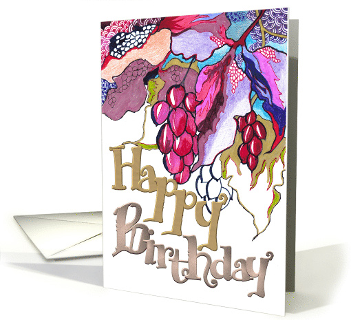 Birthday Abstract Leaves And Berries card (878458)
