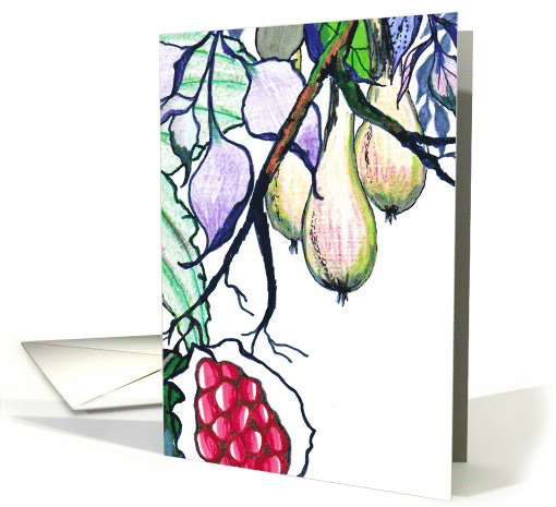 Pomegranate and Pears Abstract Art Blank card (878860)