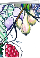 Pomegranate and Pears Abstract Art Blank card