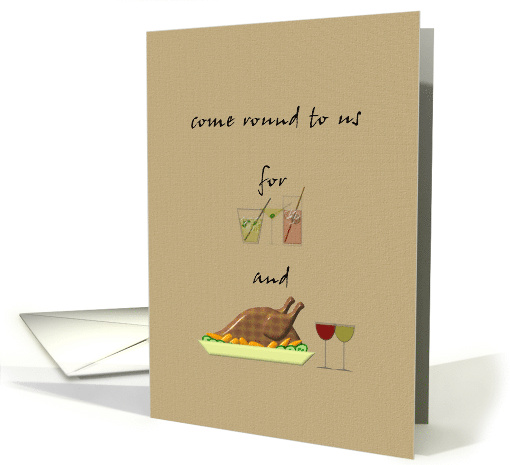 Invitation Dinner Party Cocktails Wine And A Roast card (878971)