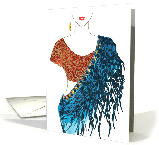 Elegant Indian Sari Fashion Blank card (878979)