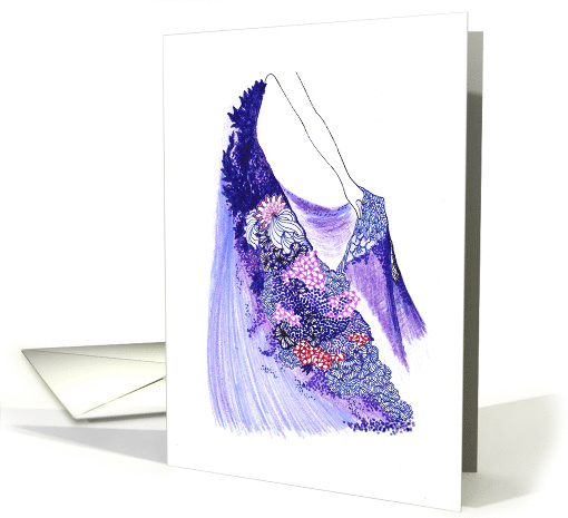 Congratulations Quinceanera Purple Laced Gown card (879297)