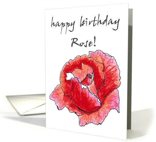 Happy Birthday Rose Illustration of a Rose Flower card (879988)