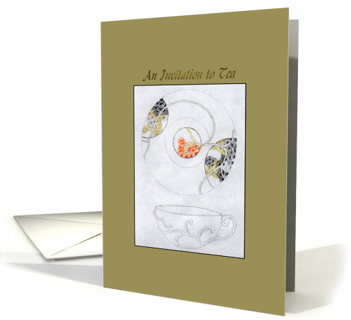 Let's Do Tea Bone China Sketch of Decorative Cup and Saucer card