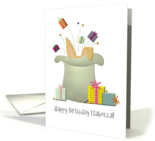 Birthday For Isabella Bunny In A Hat With Presents card (880397)