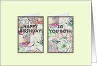 Birthday For Twin Girls Two Colorful Floral Cards in One card