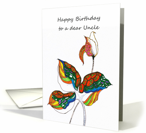 Birthday for Uncle Hand Drawn Colorful Foliage card (882037)