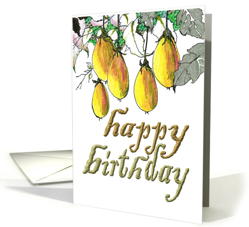 Birthday Sketch of Forest Fruits Hanging Down Amongst Foliage card