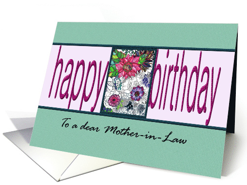 Birthday for Mother-in-Law Hand Drawn Floral Art card (882707)