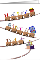 2nd Birthday Little Wooden Train Carrying Cupcake and Card