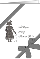 Be My Flower Girl Profile Of Young Girl Scattering Flowers card