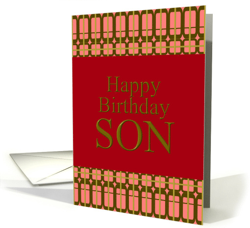 Birthday For Son Geometric Pattern in Red and Pink card (886848)
