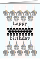 Cupcake Lineup in Black and White Birthday card