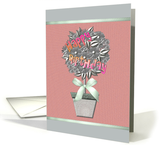 Birthday Grey And Silver Ornamental Flowering Shrub In A Pot card