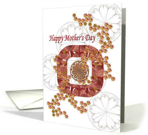 Mother's Day From All Of Us Abstract Circles in Maroon and Gold card