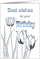 Birthday Black And Grey Floral Sketch card